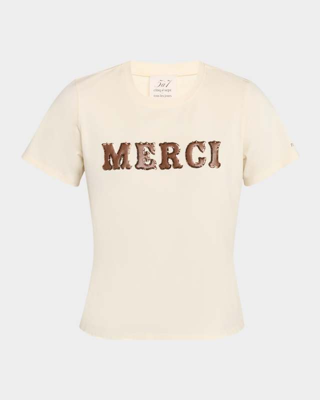 The Leather Applique Merci Shrunken Tee